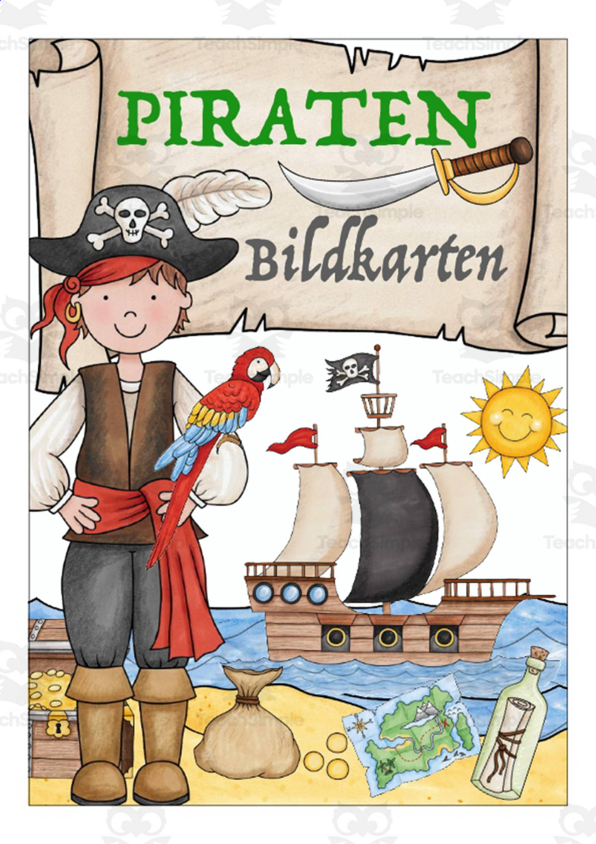 An educational teaching resource from Better Teaching Resources entitled German Flash Cards: Pirate Life downloadable at Teach Simple.