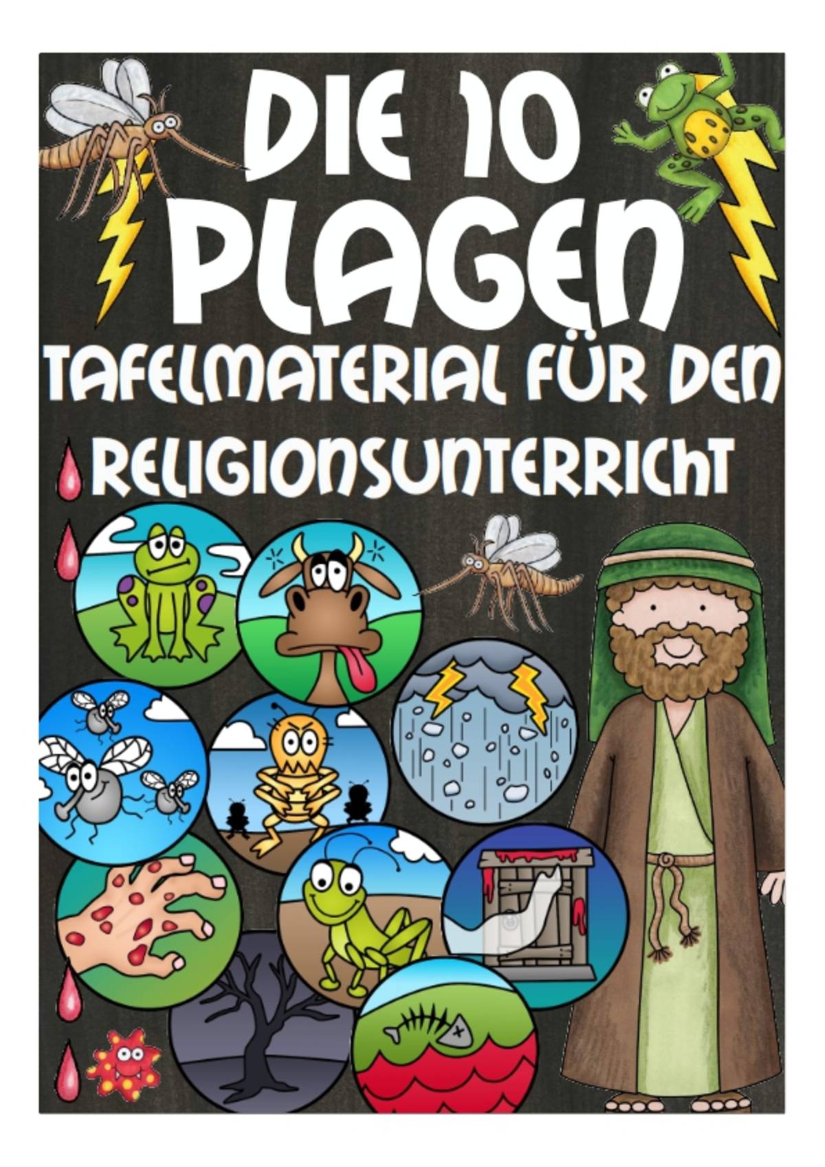 An educational teaching resource from Better Teaching Resources entitled German Flash Cards: The 10 Plagues for Religious Education downloadable at Teach Simple.