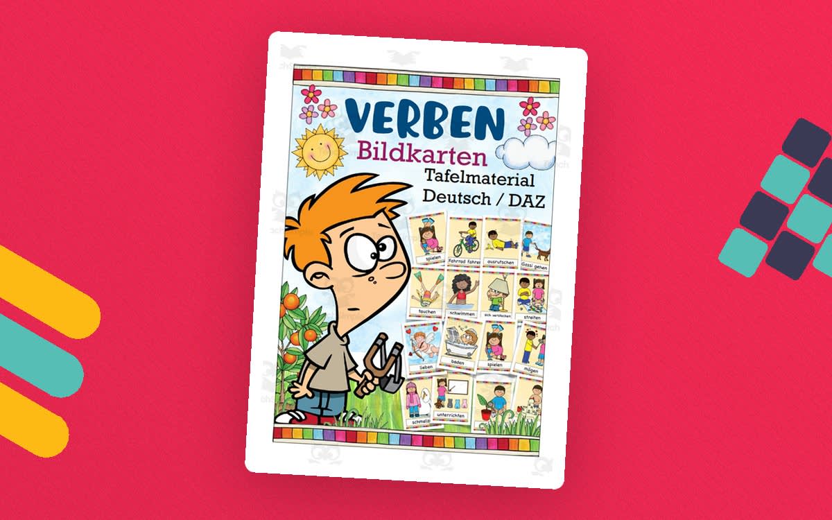 An educational teaching resource from Better Teaching Resources entitled German Flash Cards: Verbs downloadable at Teach Simple.