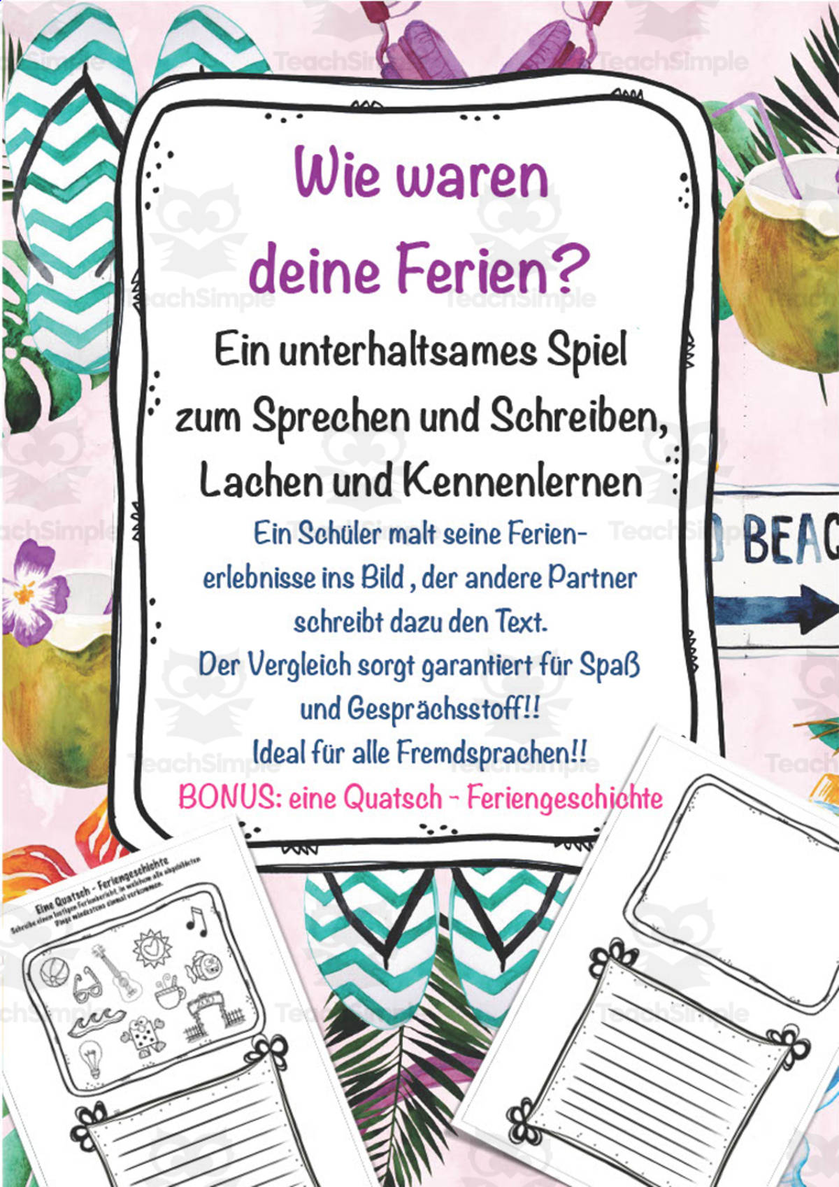 An educational teaching resource from Better Teaching Resources entitled German: Holiday Writing downloadable at Teach Simple.