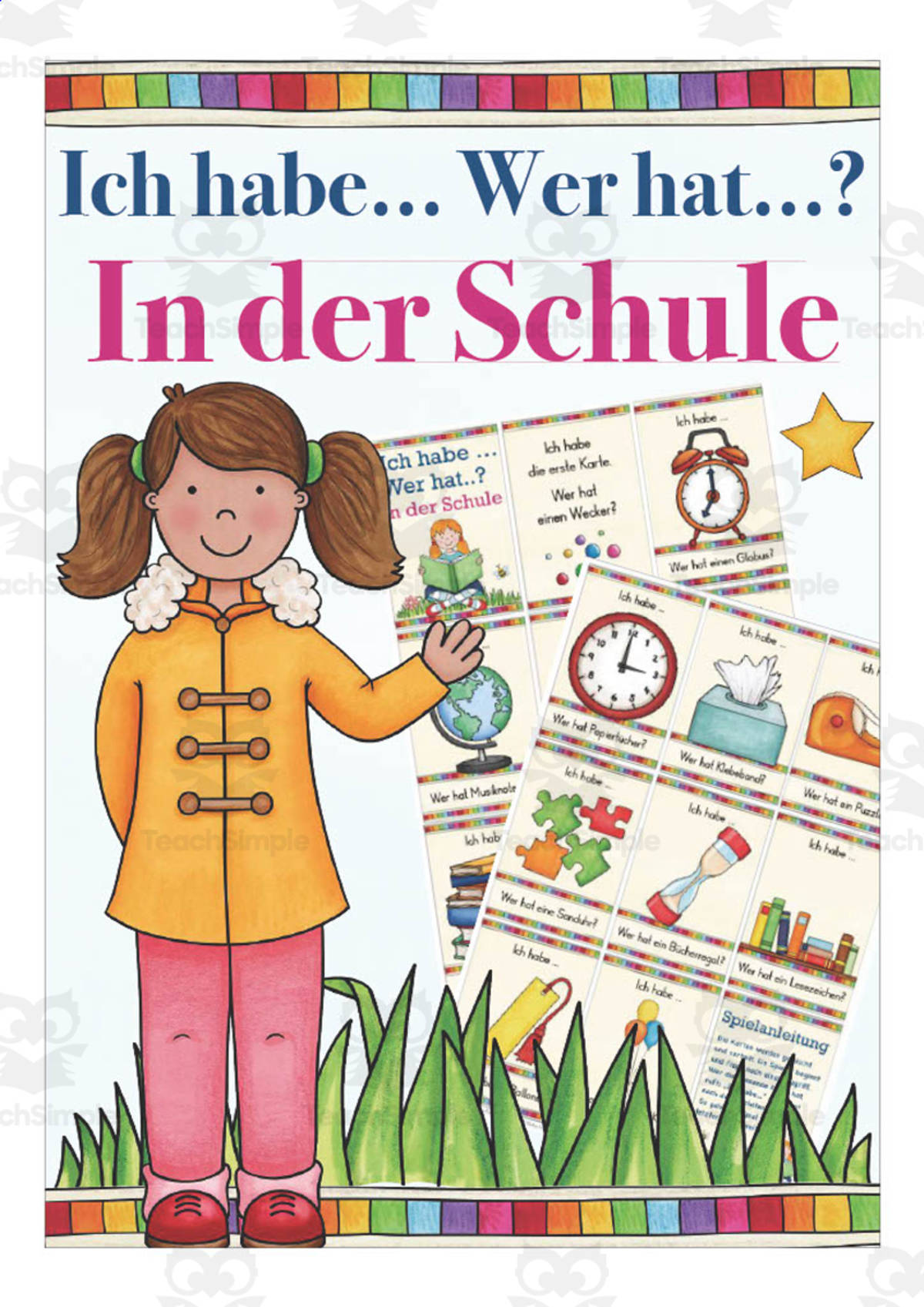 An educational teaching resource from Better Teaching Resources entitled German: I have... Who has? - At School downloadable at Teach Simple.