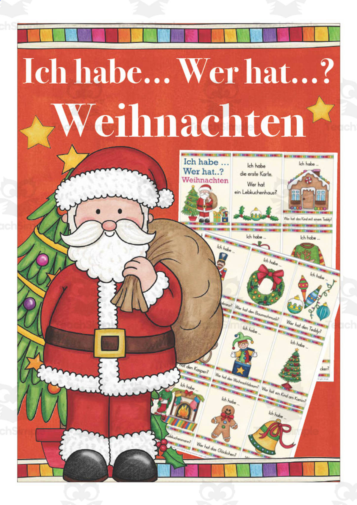 An educational teaching resource from Better Teaching Resources entitled German: I have... Who has? - Christmas downloadable at Teach Simple.