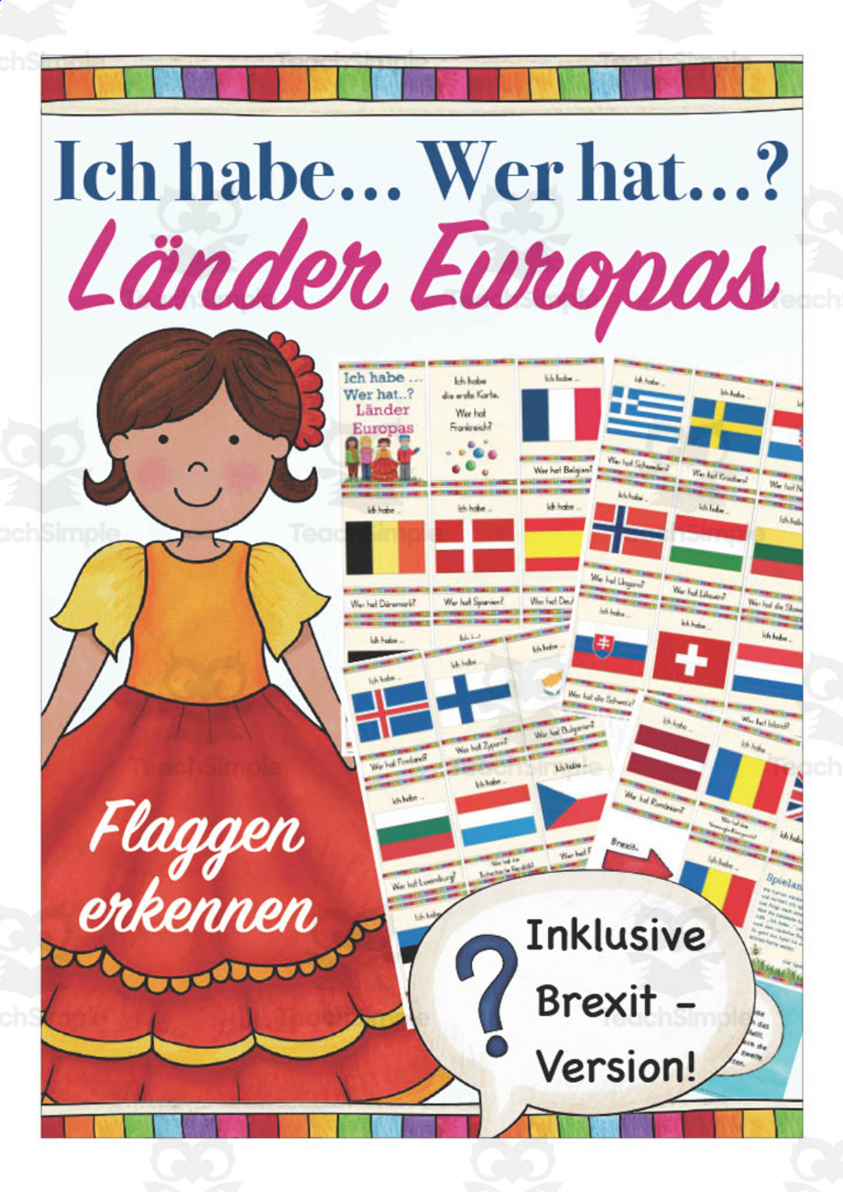 An educational teaching resource from Better Teaching Resources entitled German: I have... Who has? - Countries of Europe downloadable at Teach Simple.