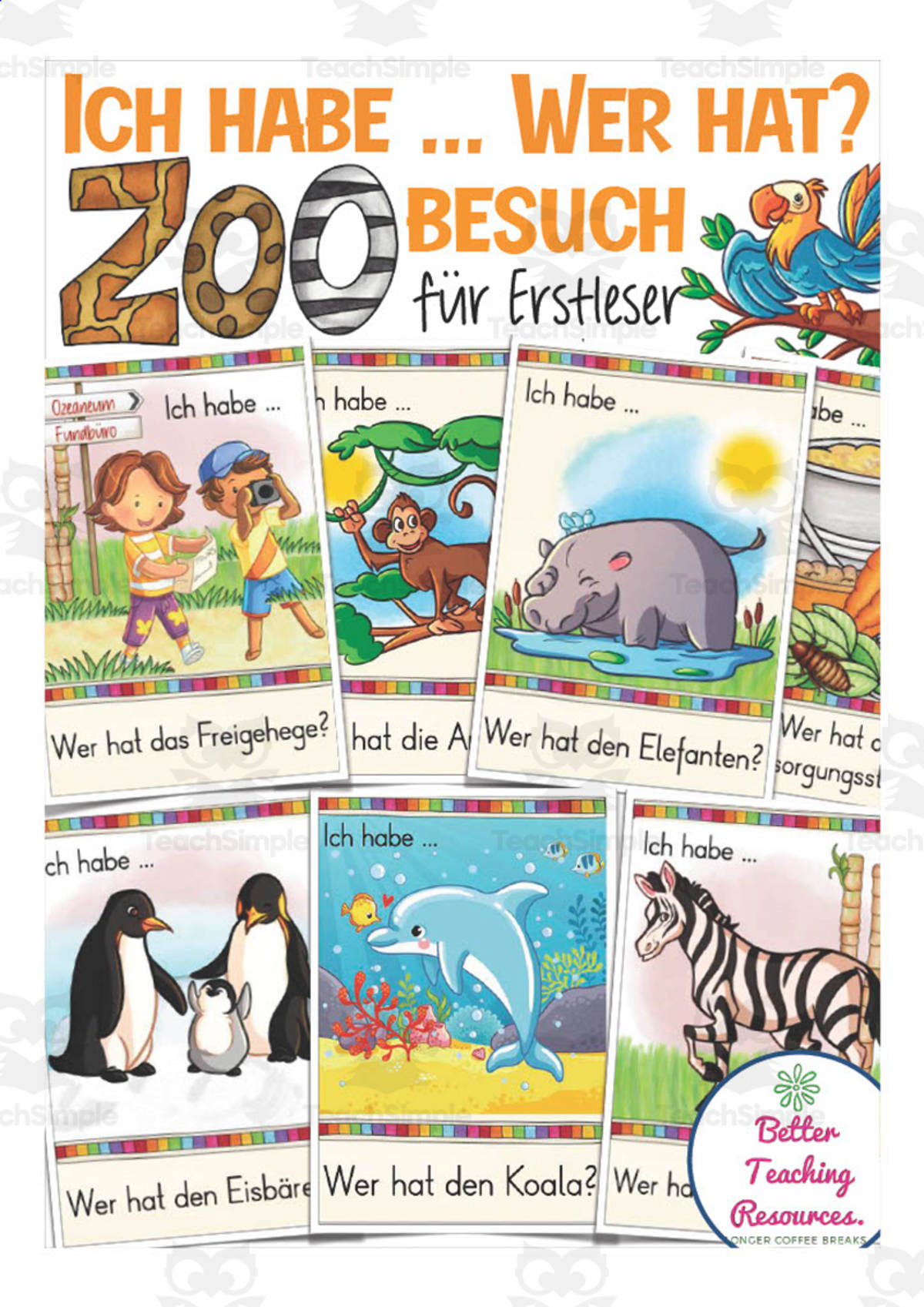 An educational teaching resource from Better Teaching Resources entitled German: I have... Who has? - Zoo Visit downloadable at Teach Simple.
