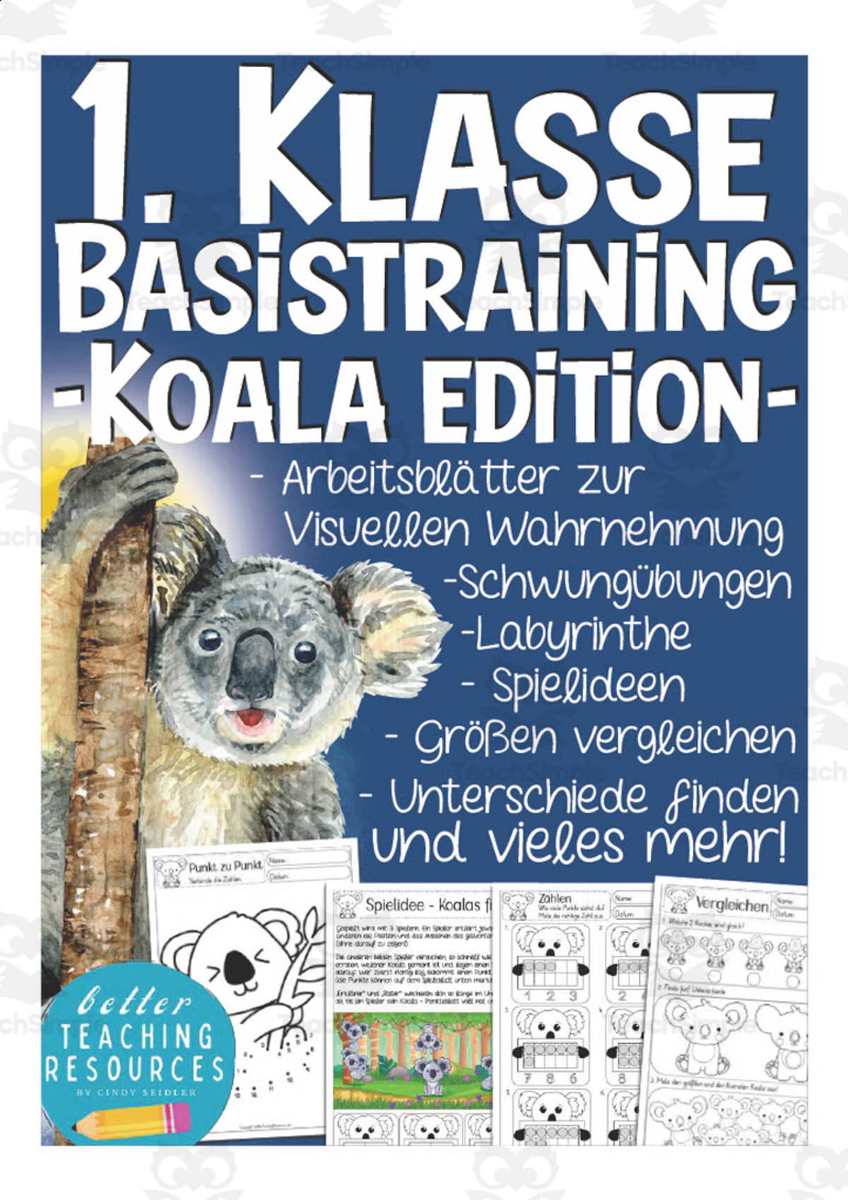 An educational teaching resource from Better Teaching Resources entitled German: Koala Themed Worksheet Packet downloadable at Teach Simple.