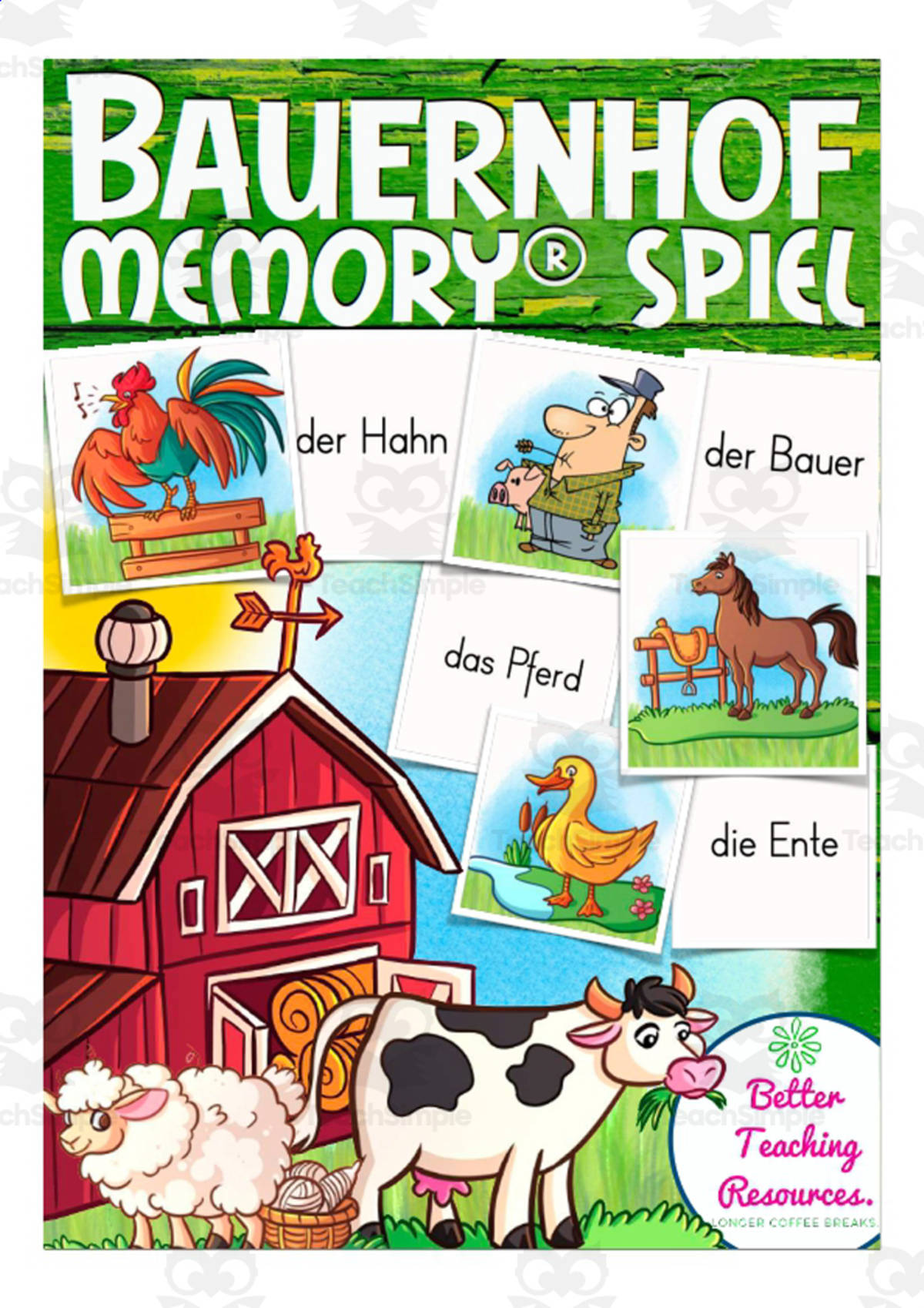 An educational teaching resource from Better Teaching Resources entitled German Memory Cards: Farm Yard downloadable at Teach Simple.