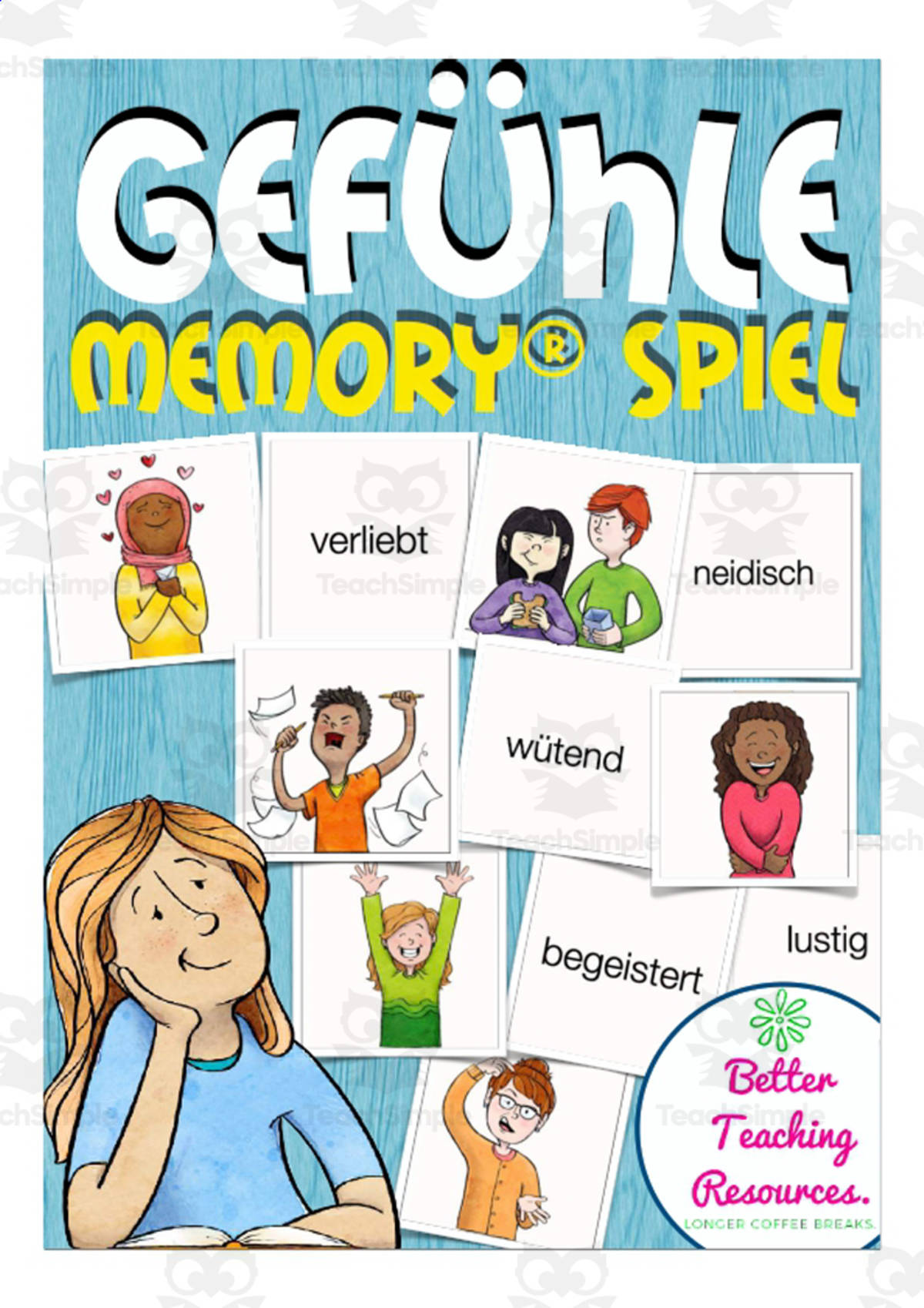 An educational teaching resource from Better Teaching Resources entitled German Memory Cards: Feelings & Emotions downloadable at Teach Simple.