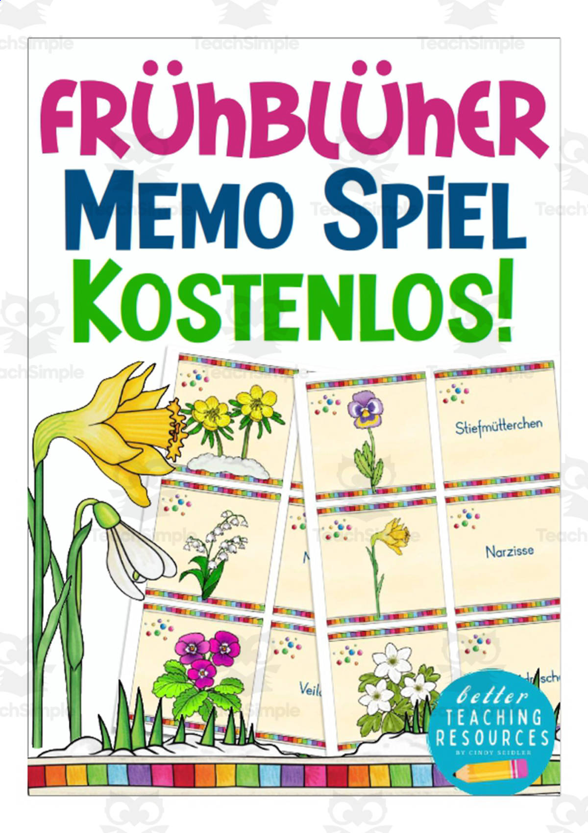 An educational teaching resource from Better Teaching Resources entitled German Memory Cards: Flowers downloadable at Teach Simple.