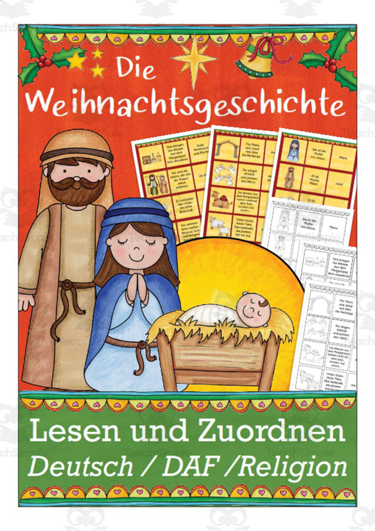An educational teaching resource from Better Teaching Resources entitled German Memory Cards: The Christmas Story downloadable at Teach Simple.