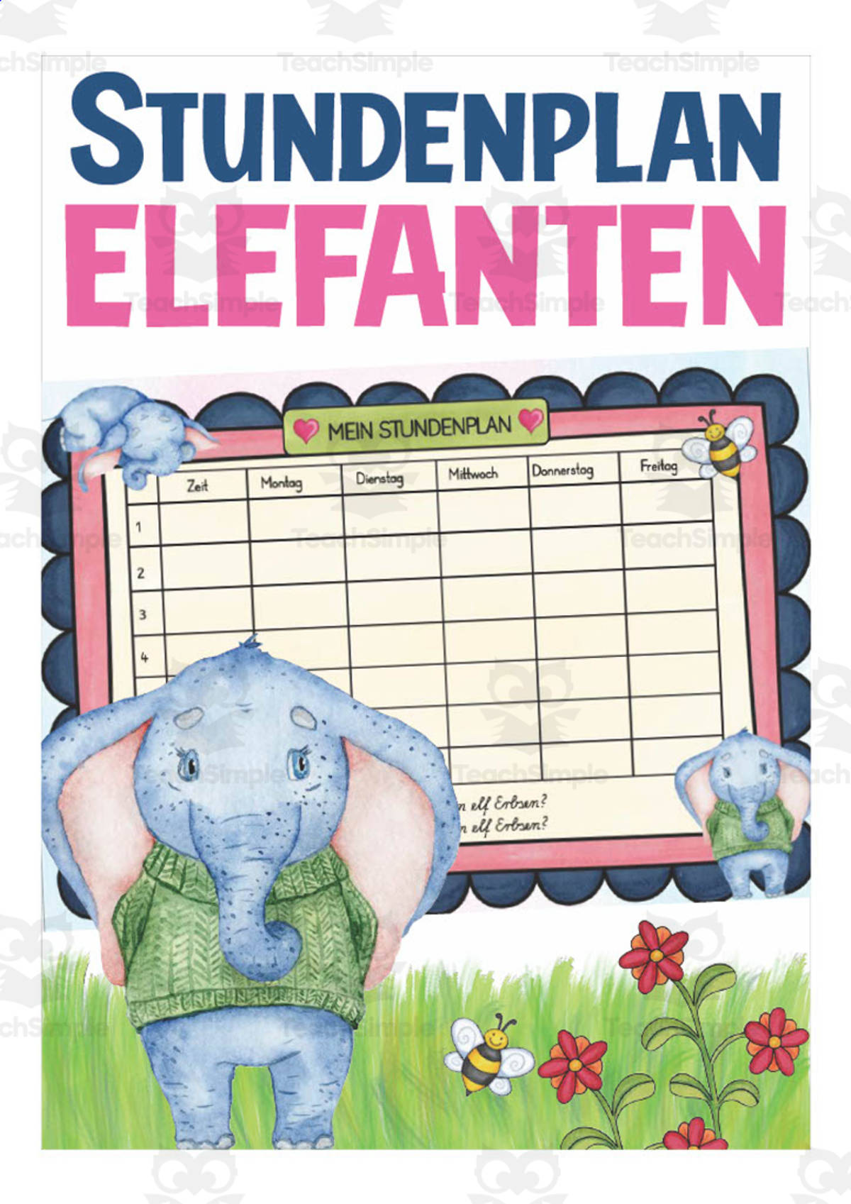 An educational teaching resource from Better Teaching Resources entitled German: My Student Plan - Elephant Themed downloadable at Teach Simple.