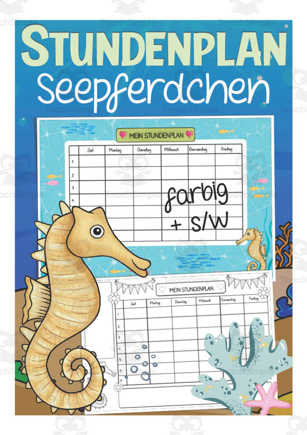 An educational teaching resource from Better Teaching Resources entitled German: My Student Plan - Seahorse Themed downloadable at Teach Simple.