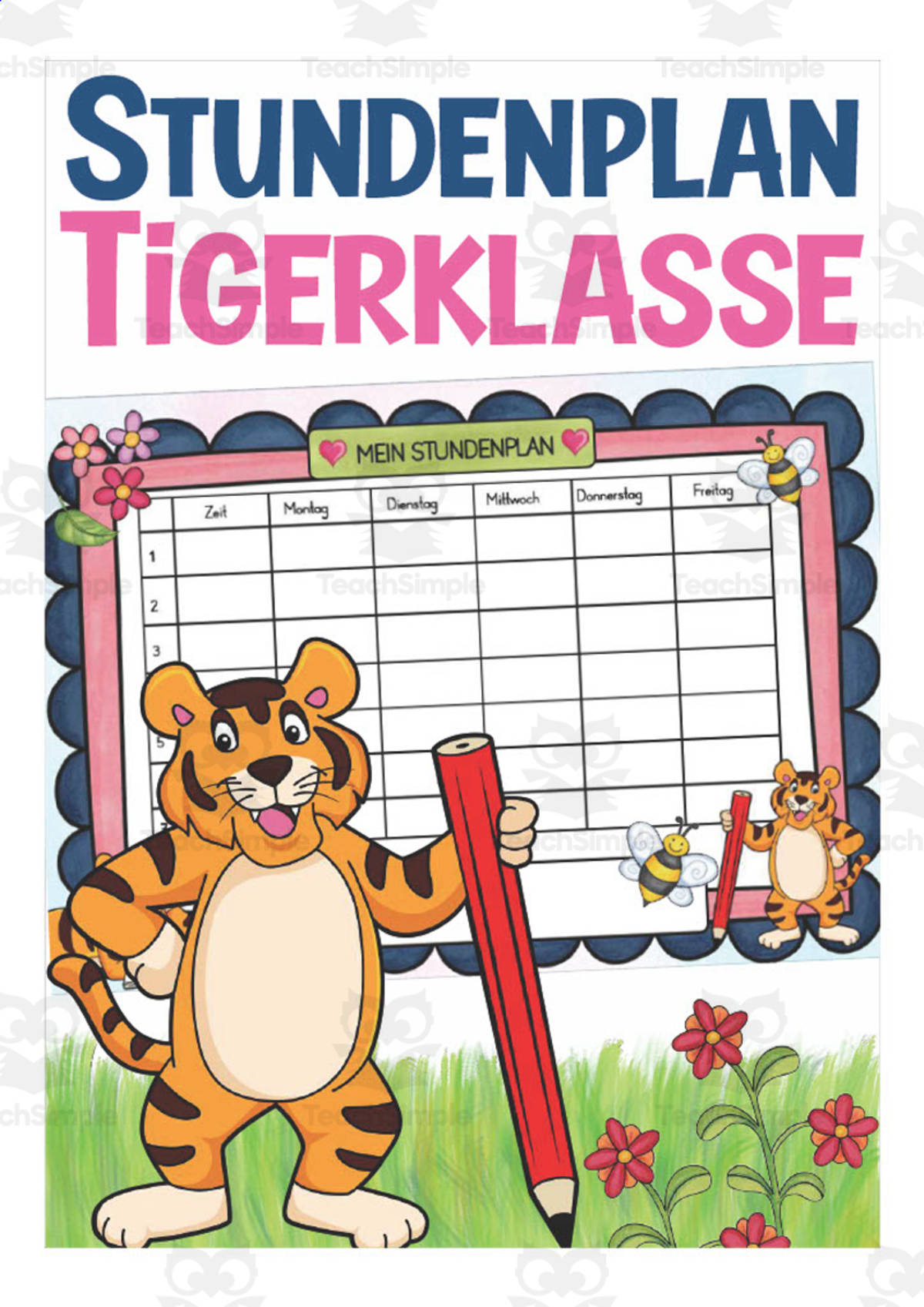 An educational teaching resource from Better Teaching Resources entitled German: My Student Plan - Tiger Themed downloadable at Teach Simple.