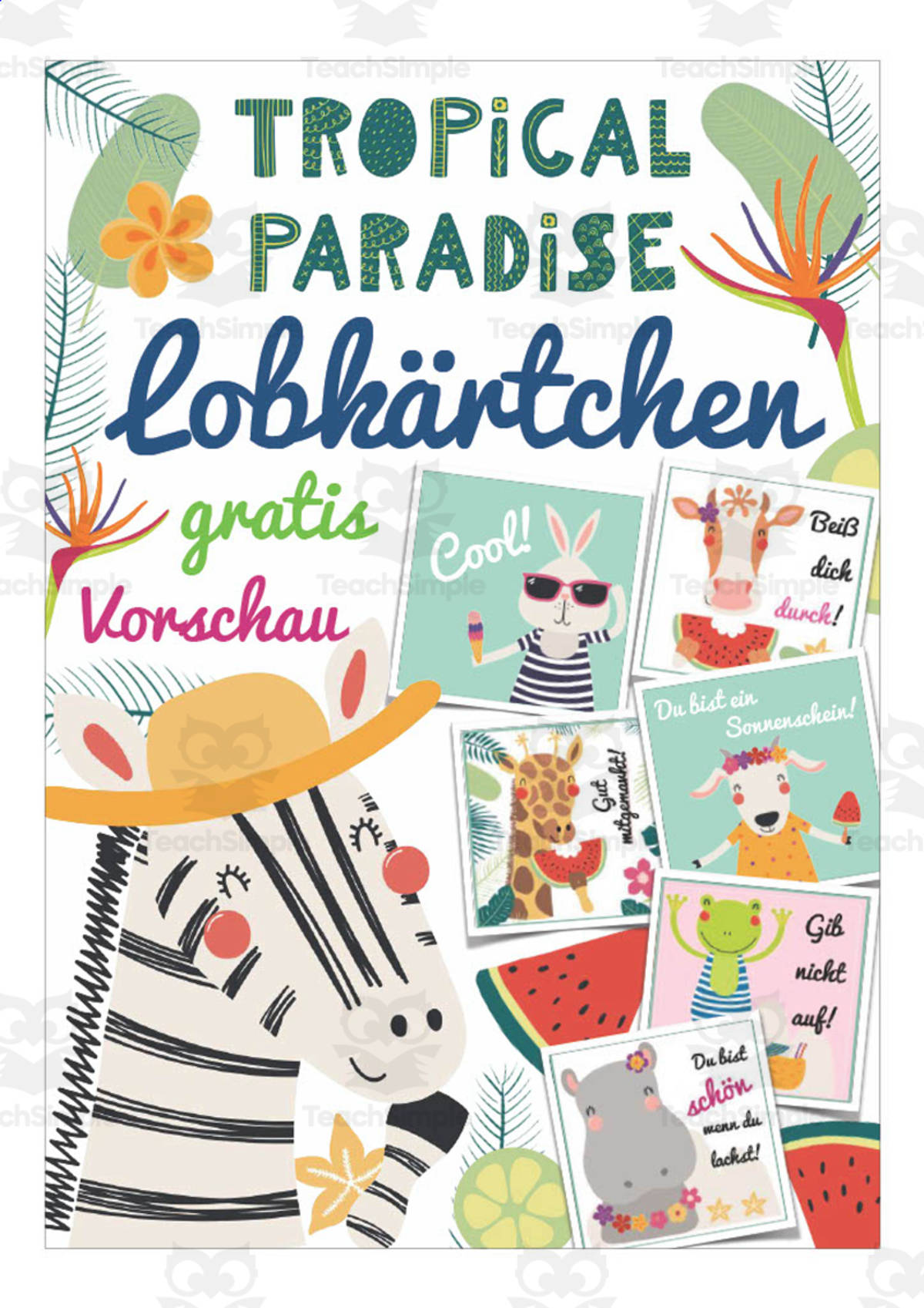 An educational teaching resource from Better Teaching Resources entitled German: Praise Card Freebie | Classroom Management Printables downloadable at Teach Simple.
