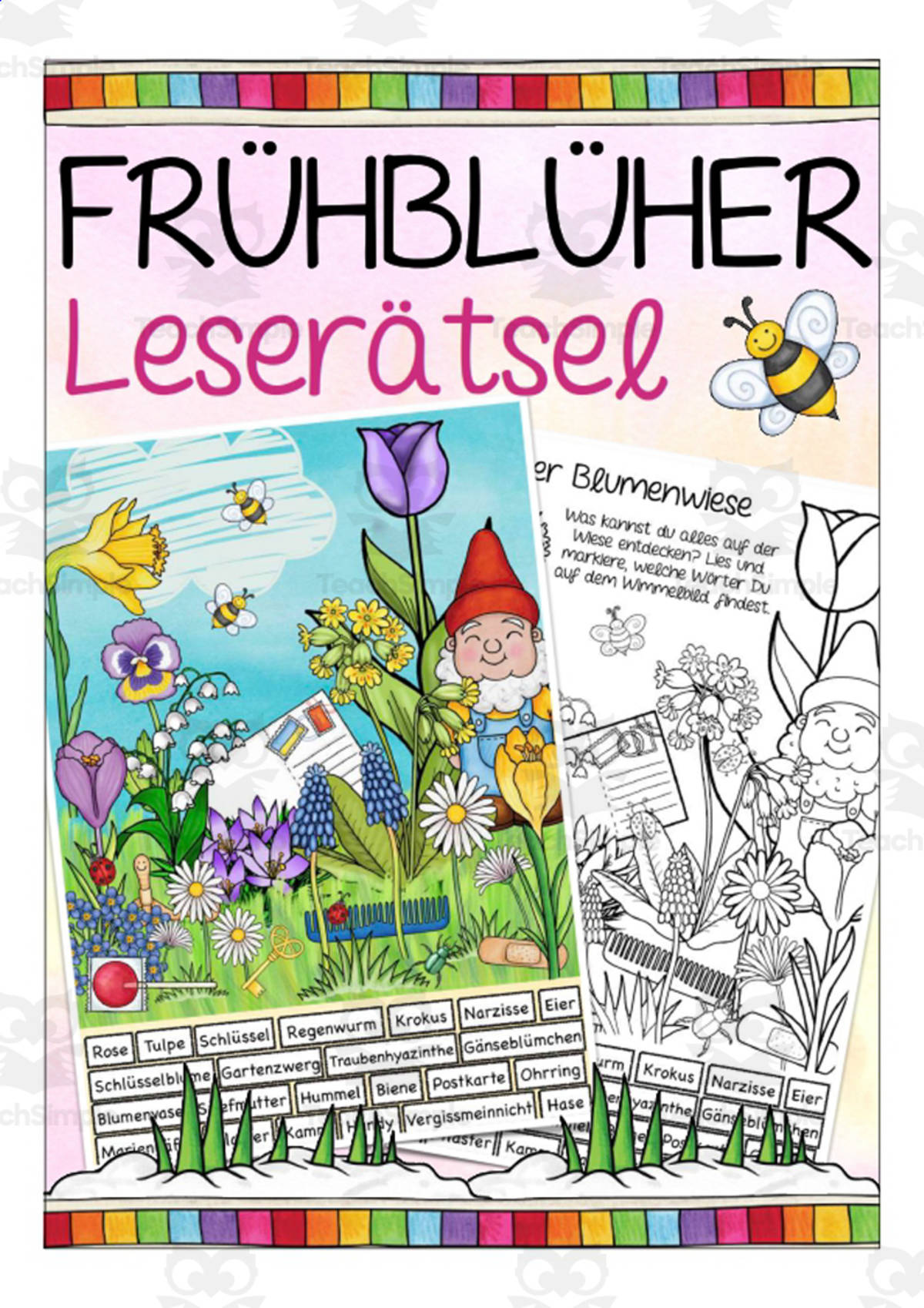 An educational teaching resource from Better Teaching Resources entitled German Reading Puzzle: Early Bloomer downloadable at Teach Simple.