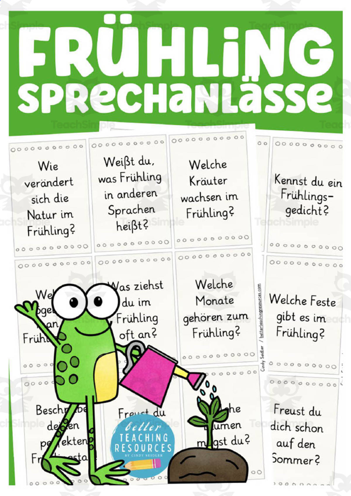 An educational teaching resource from Better Teaching Resources entitled German: Spring Theme Speaking Card Set downloadable at Teach Simple.