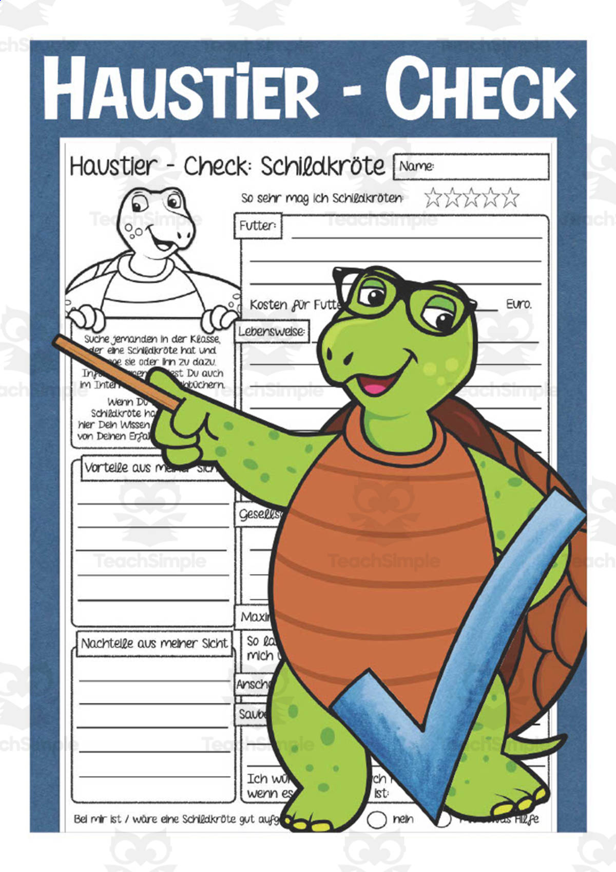 An educational teaching resource from Better Teaching Resources entitled German: Turtle Fact Sheet Packet | Animal Worksheets downloadable at Teach Simple.