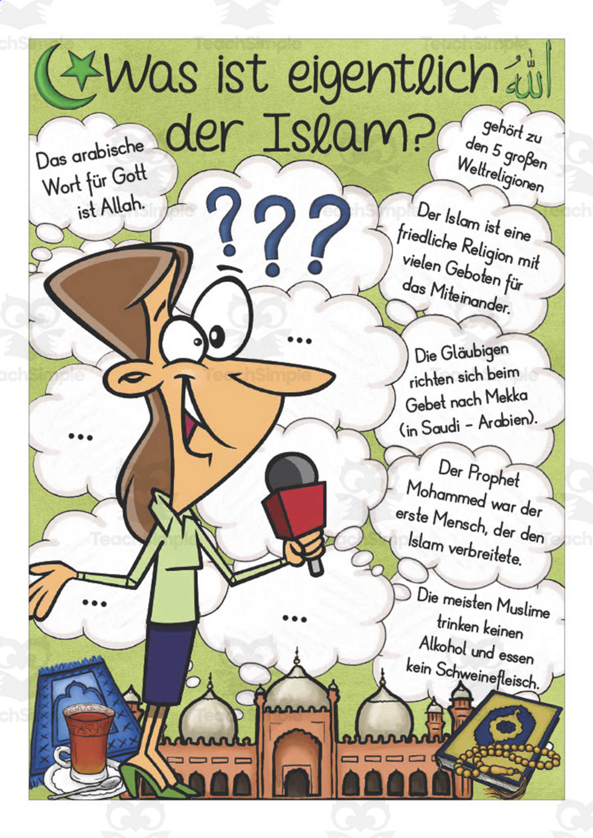 An educational teaching resource from Better Teaching Resources entitled German: What is Islam? | Fact Sheet Poster and Writing downloadable at Teach Simple.