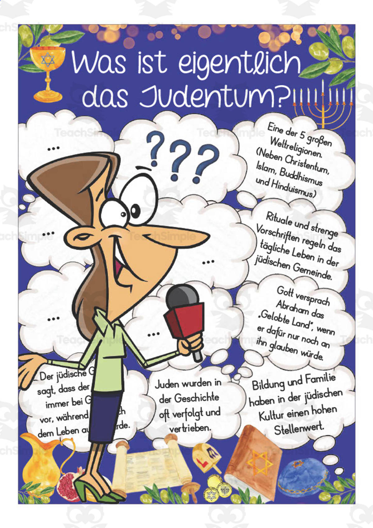 An educational teaching resource from Better Teaching Resources entitled German: What is Judaism? | Fact Sheet Poster and Writing downloadable at Teach Simple.