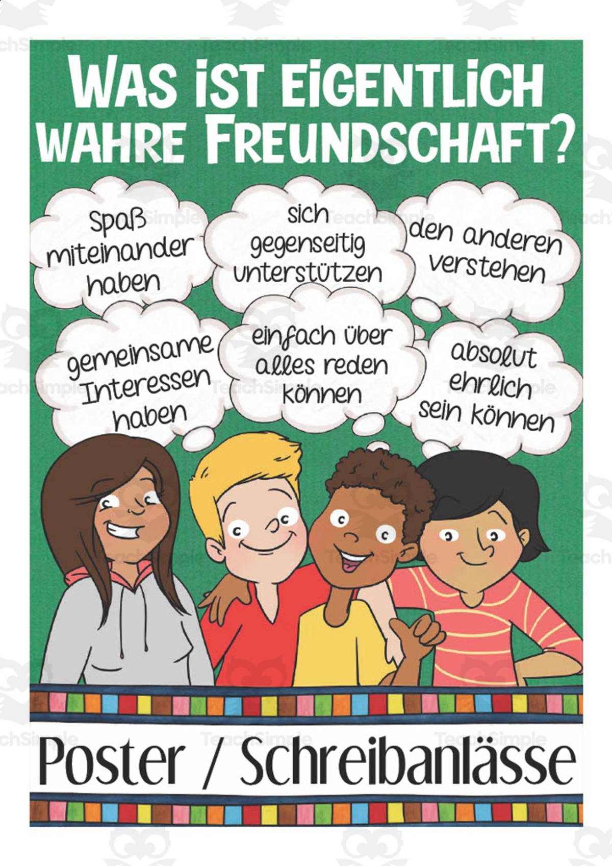 An educational teaching resource from Better Teaching Resources entitled German: What is True Friendship? | Fact Sheet Poster and Writing downloadable at Teach Simple.