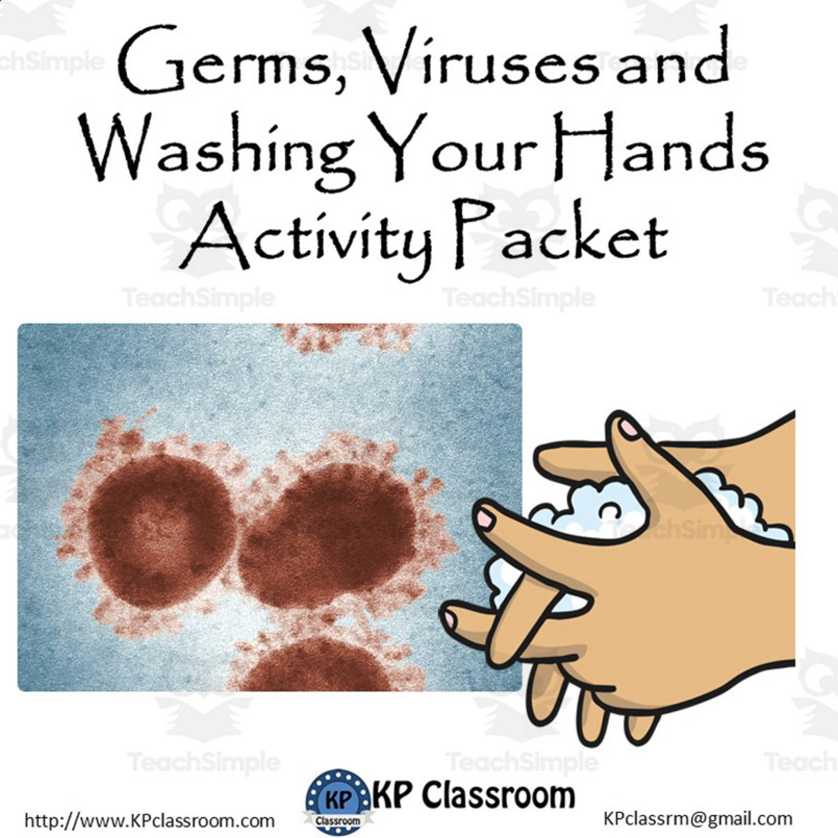 An educational teaching resource from KP Classroom entitled Germs, Viruses and Washing Hands Activity Packet and Worksheets downloadable at Teach Simple.