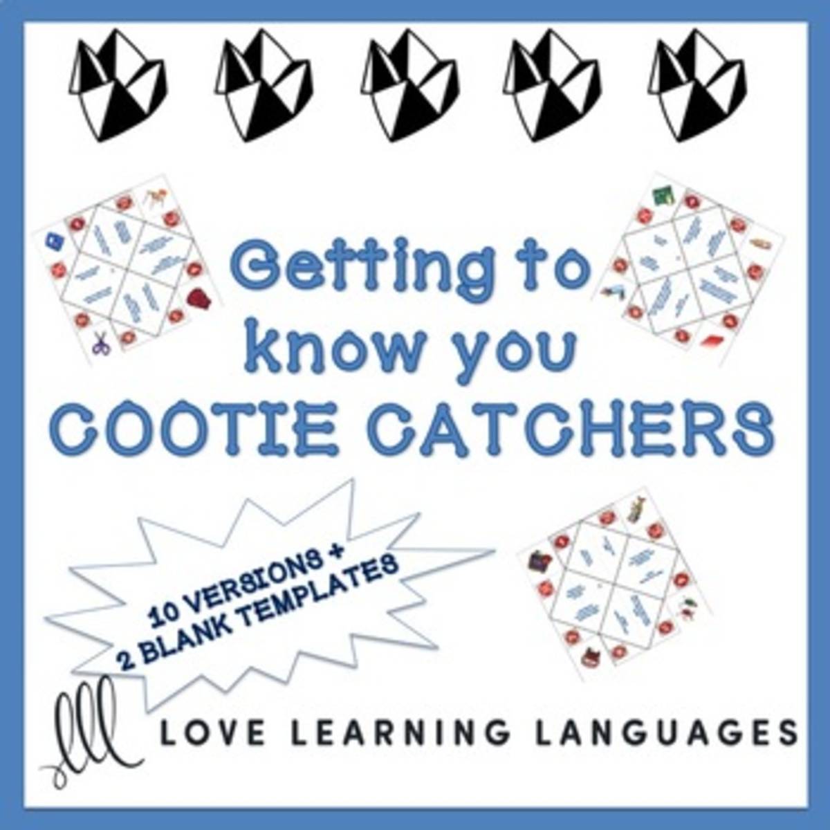 An educational teaching resource from Love Learning Languages entitled Getting to Know You - Back to School Cootie Catchers downloadable at Teach Simple.