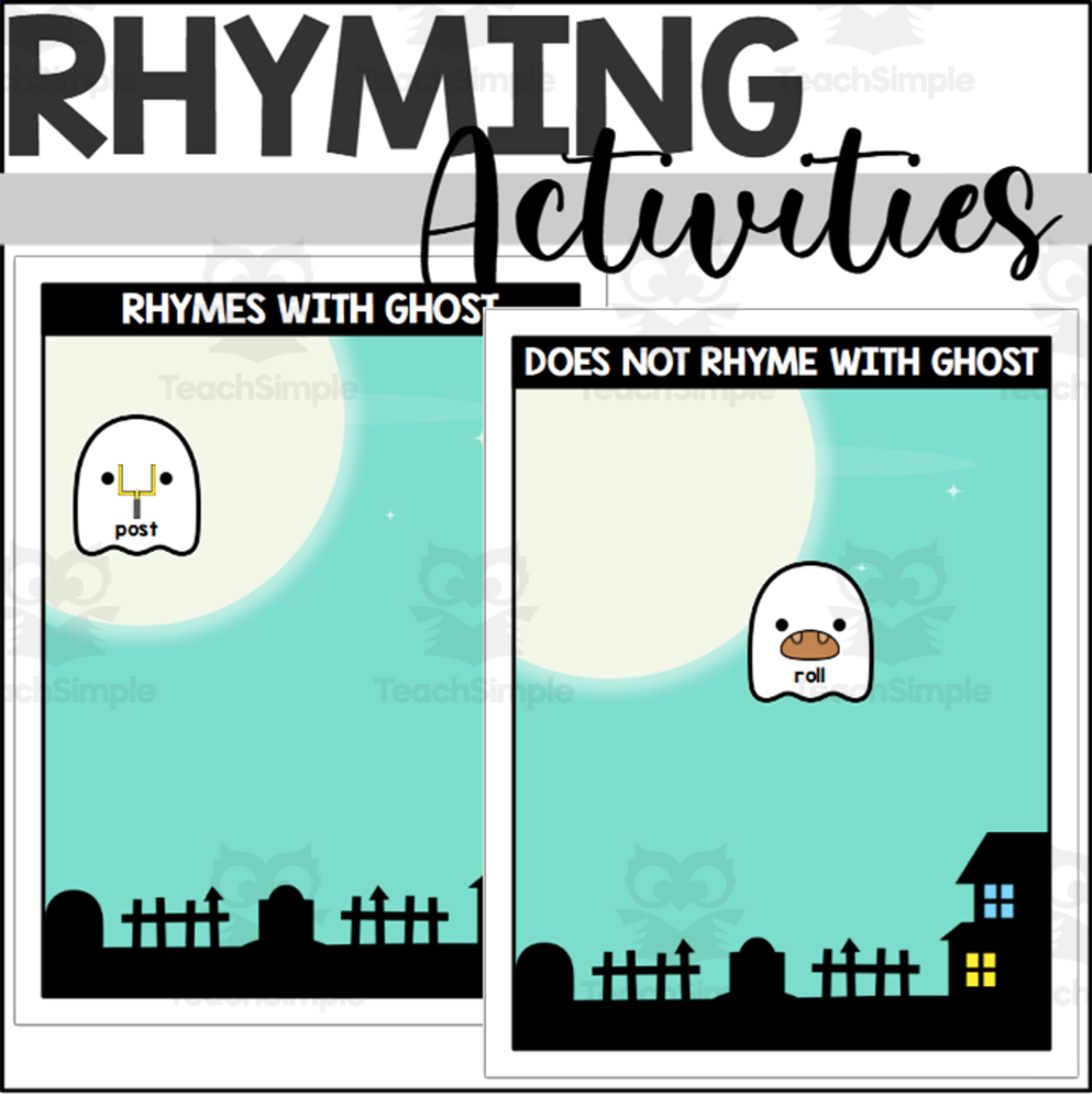 An educational teaching resource from The Connett Connection entitled Ghost Themed Rhyming Words downloadable at Teach Simple.