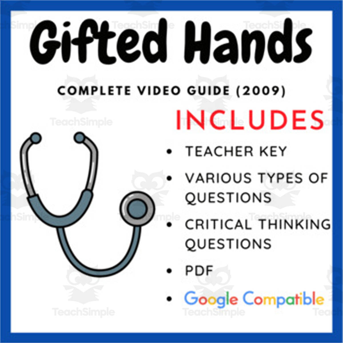 An educational teaching resource from EduPal Learning entitled Gifted Hands (2009): The Ben Carson Story - Complete Movie Guide downloadable at Teach Simple.