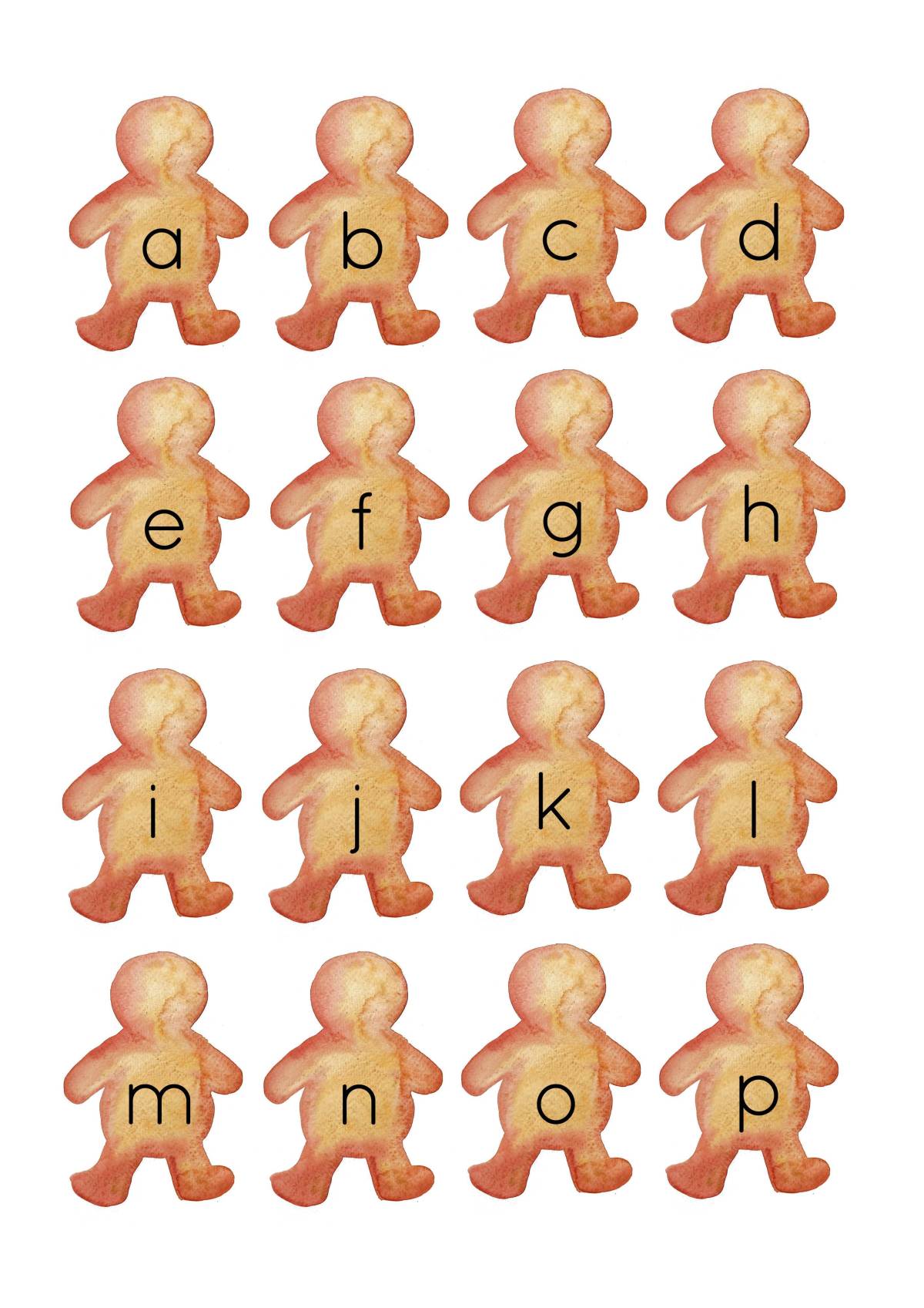 An educational teaching resource from Fiddleticks Education entitled Gingerbread ABC's -  All 26 letters downloadable at Teach Simple.