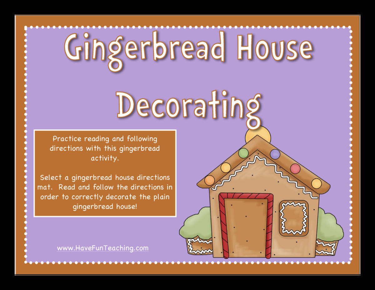 An educational teaching resource from Have Fun Teaching entitled Gingerbread House Decorating Following Directions Activity downloadable at Teach Simple.