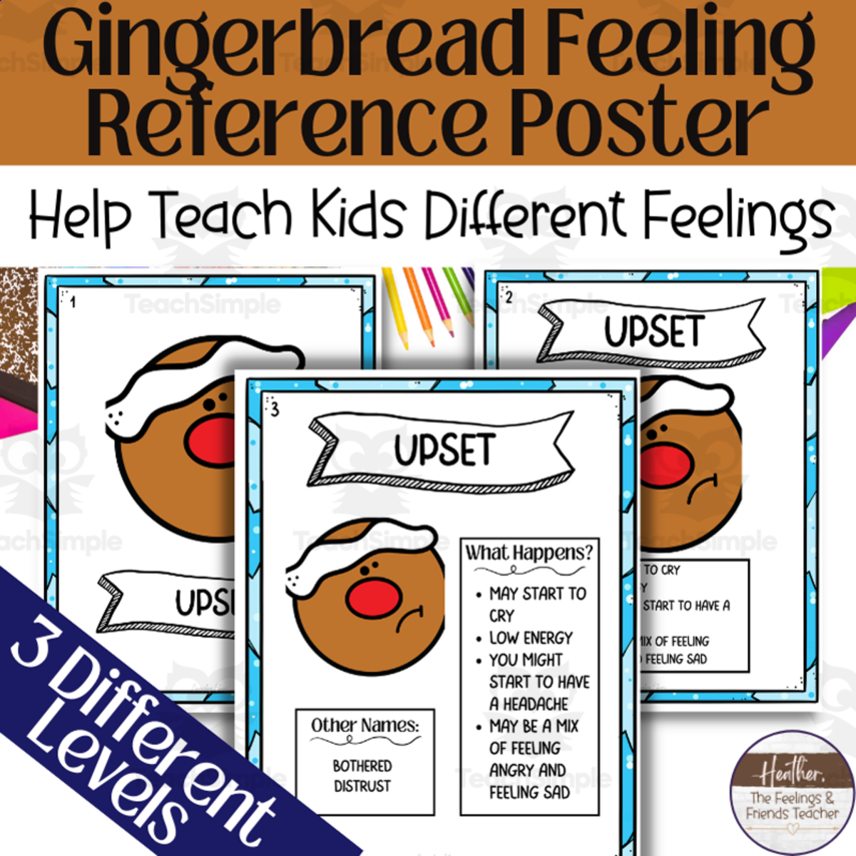 An educational teaching resource from The Feelings and Friends Teacher entitled Gingerbread Man Feelings and Emotions Anchor Chart Reference Poster downloadable at Teach Simple.