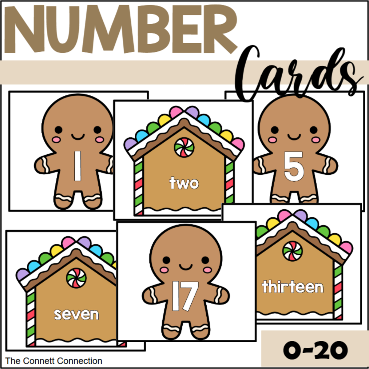 An educational teaching resource from The Connett Connection entitled Gingerbread Number Cards downloadable at Teach Simple.