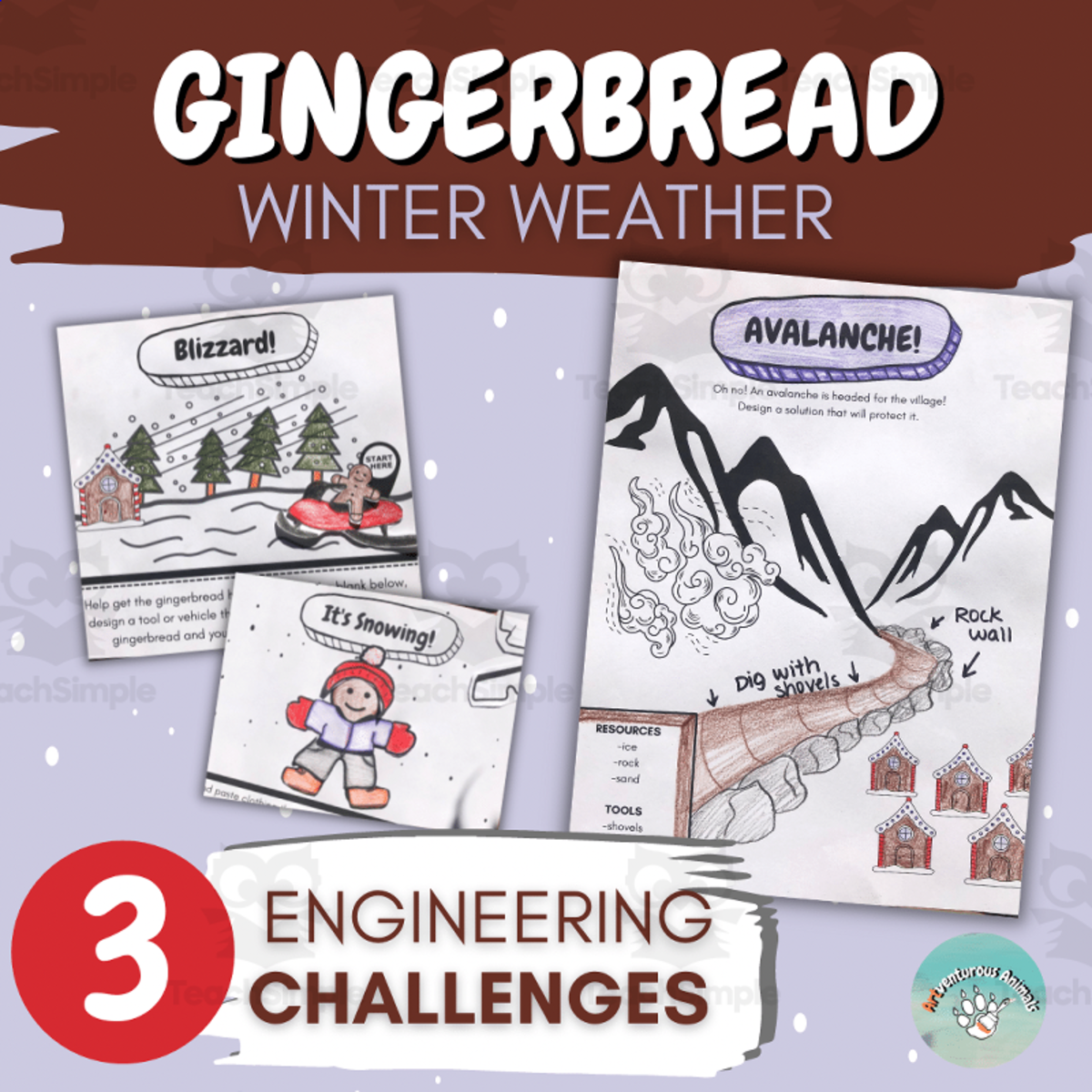 An educational teaching resource from ARTventurousanimals entitled Gingerbread STEM Activities-STEAM Engineering Challenges downloadable at Teach Simple.