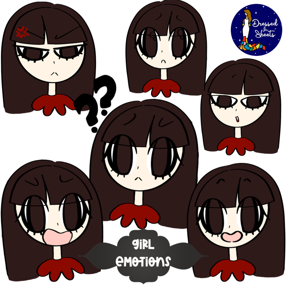 An educational teaching resource from Soumara Siddiqui entitled Girl Emotions Clip Art downloadable at Teach Simple.