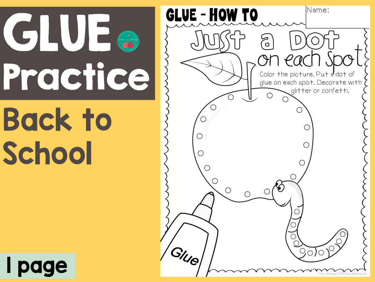 An educational teaching resource from Cherry Workshop entitled Glue Practice -Just A Dot downloadable at Teach Simple.
