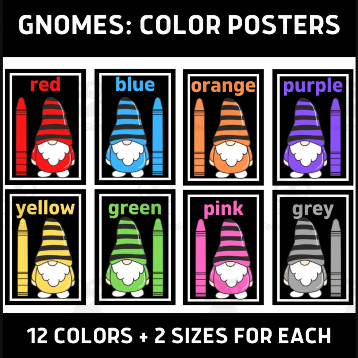 An educational teaching resource from Classy Classroom VIP entitled Gnome Colors Posters downloadable at Teach Simple.