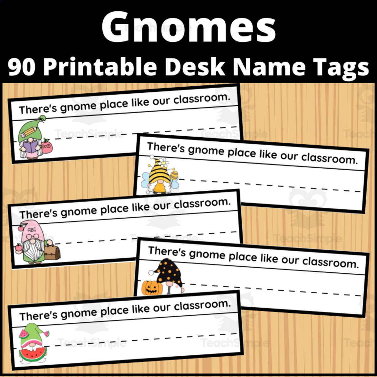 An educational teaching resource from Classy Classroom VIP entitled Gnome Desk Plates | Desk Name Tags downloadable at Teach Simple.