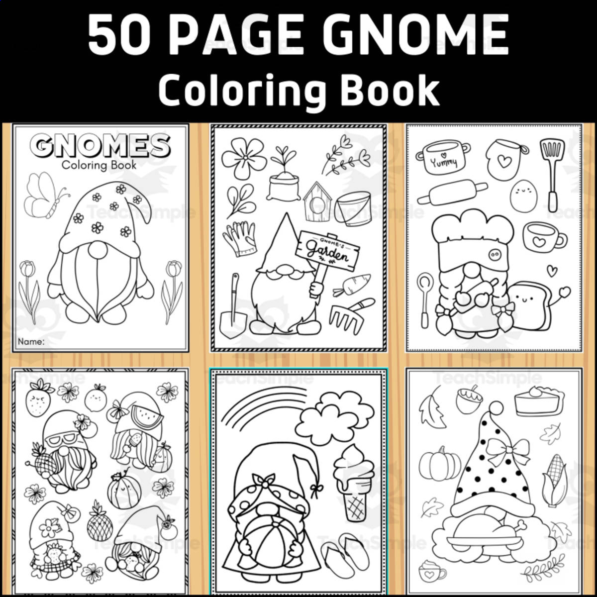 An educational teaching resource from Classy Classroom VIP entitled Gnomes Coloring Book | Printable Coloring Pages downloadable at Teach Simple.