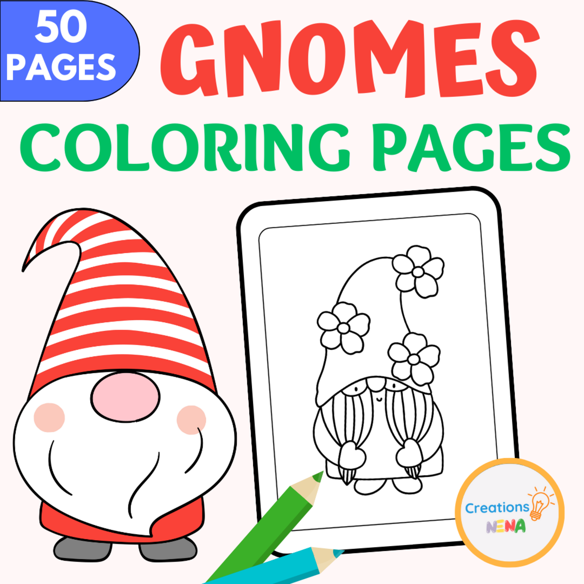 An educational teaching resource from Nena Creations entitled Gnomes Coloring Pages. downloadable at Teach Simple.