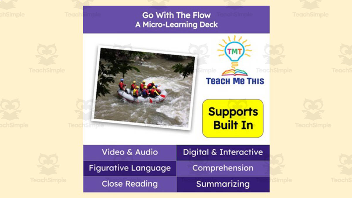An educational teaching resource from Teach Me This entitled Go With the Flow | Figurative Language Activity | Micro-Learning Deck downloadable at Teach Simple.