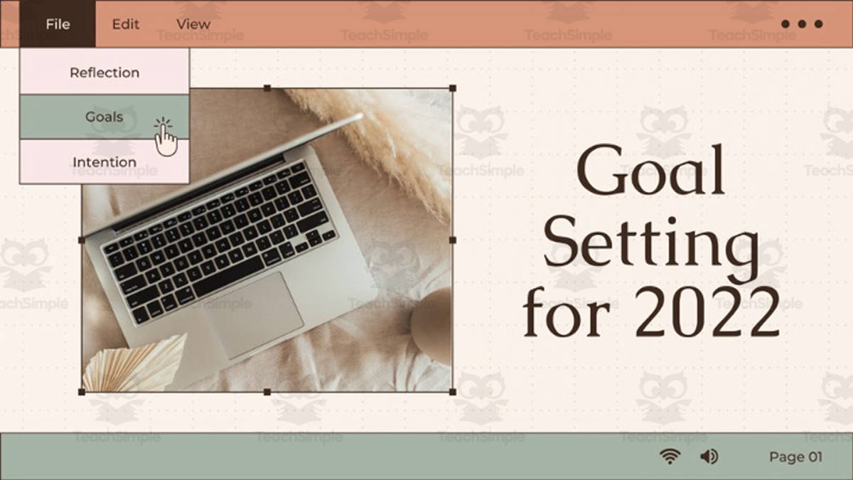 An educational teaching resource from Joyful Noise Teaching entitled Goal Setting in 2022 downloadable at Teach Simple.