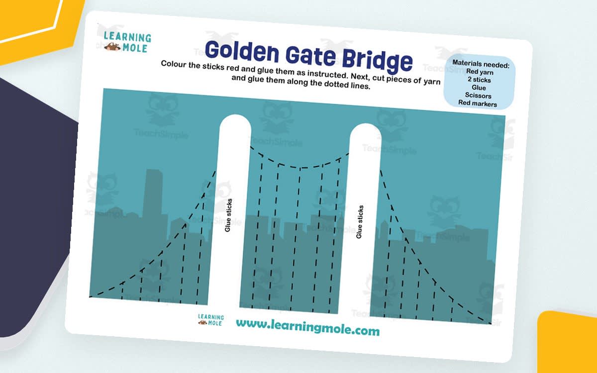 An educational teaching resource from Educational Voice entitled Golden Gate Bridge Activity downloadable at Teach Simple.