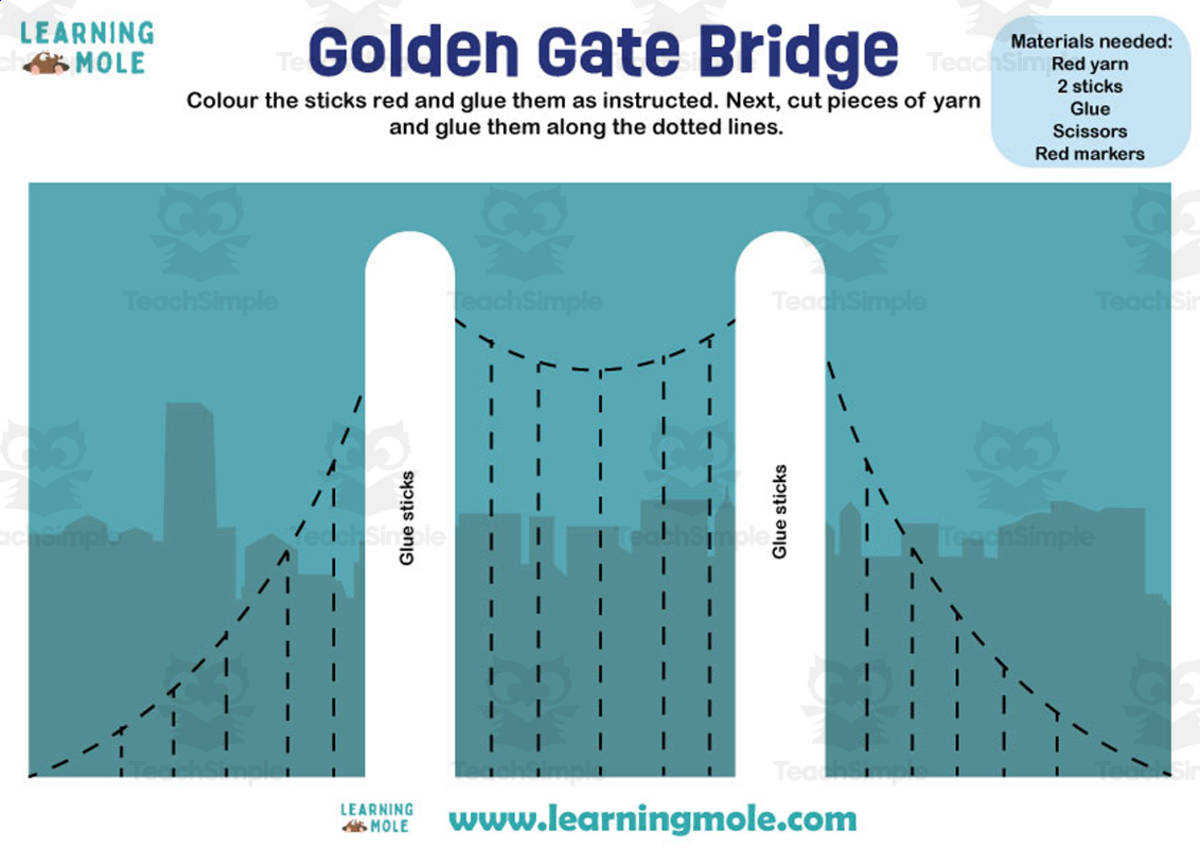 An educational teaching resource from Educational Voice entitled Golden Gate Bridge Activity downloadable at Teach Simple.