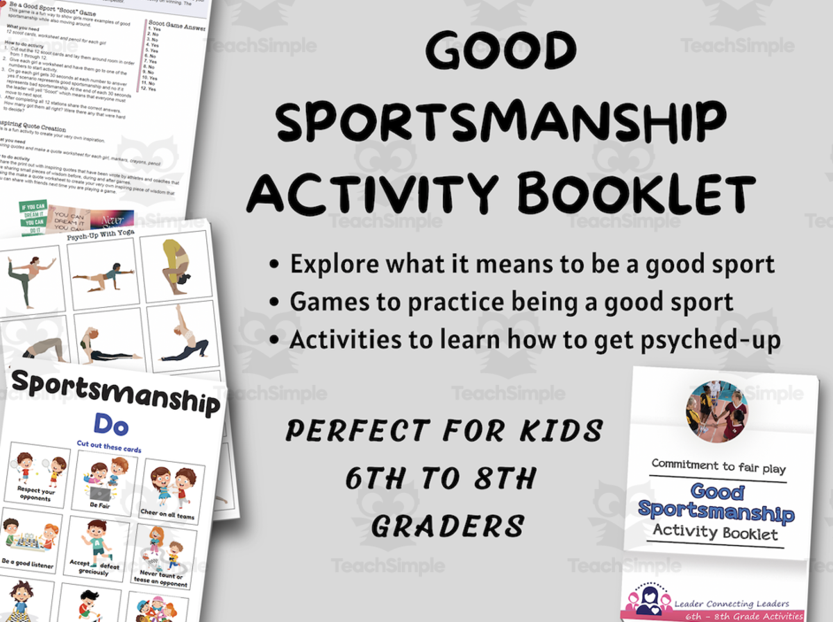 An educational teaching resource from Leader Connecting Leaders entitled Good Sportsmanship Activity Booklet, Playing Fair Activities, Educational, Girl Scout Badge Resource downloadable at Teach Simple.