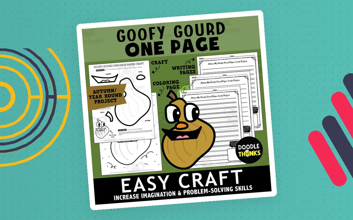 An educational teaching resource from Doodle Thinks entitled Goofy Gourd One Page Paper Craft Activities | Plant or Farm Theme downloadable at Teach Simple.