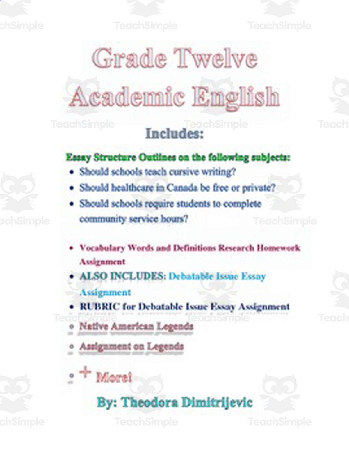 An educational teaching resource from Easy As ABC entitled Grade 12 Academic English Package- Includes 2 exams for W.11-12.1 , W.11-12.1a downloadable at Teach Simple.