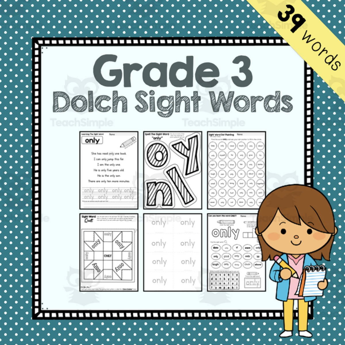 An educational teaching resource from Simply Schoolgirl entitled Grade 3 | Dolch Sight Words Bundle downloadable at Teach Simple.