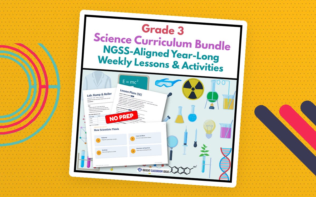 An educational teaching resource from Bright Classroom Ideas Marketplace entitled Grade 3 Science Curriculum Bundle | NGSS-Aligned Year-Long Lessons downloadable at Teach Simple.