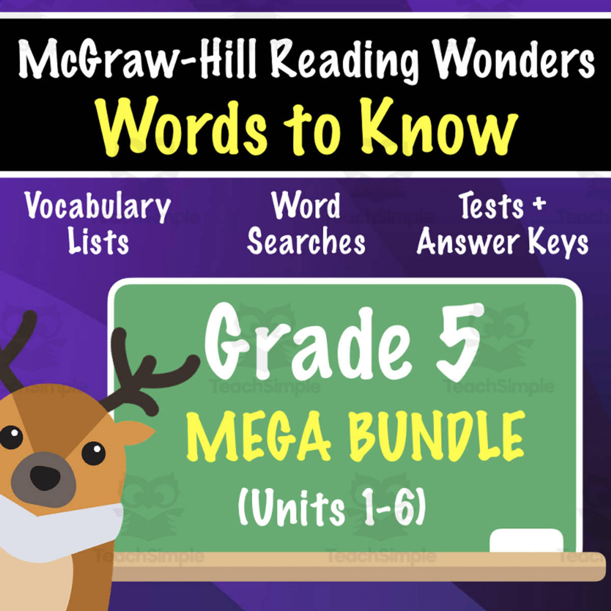 An educational teaching resource from Tom's Talk entitled Grade 5 McGraw-Hill Reading Wonders Words to Know -COMPLETE SET downloadable at Teach Simple.