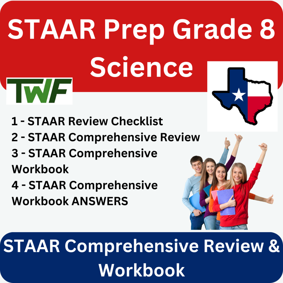 An educational teaching resource from Teach With Fergy entitled Grade 8 Science STAAR Comprehensive Review and Workbook downloadable at Teach Simple.