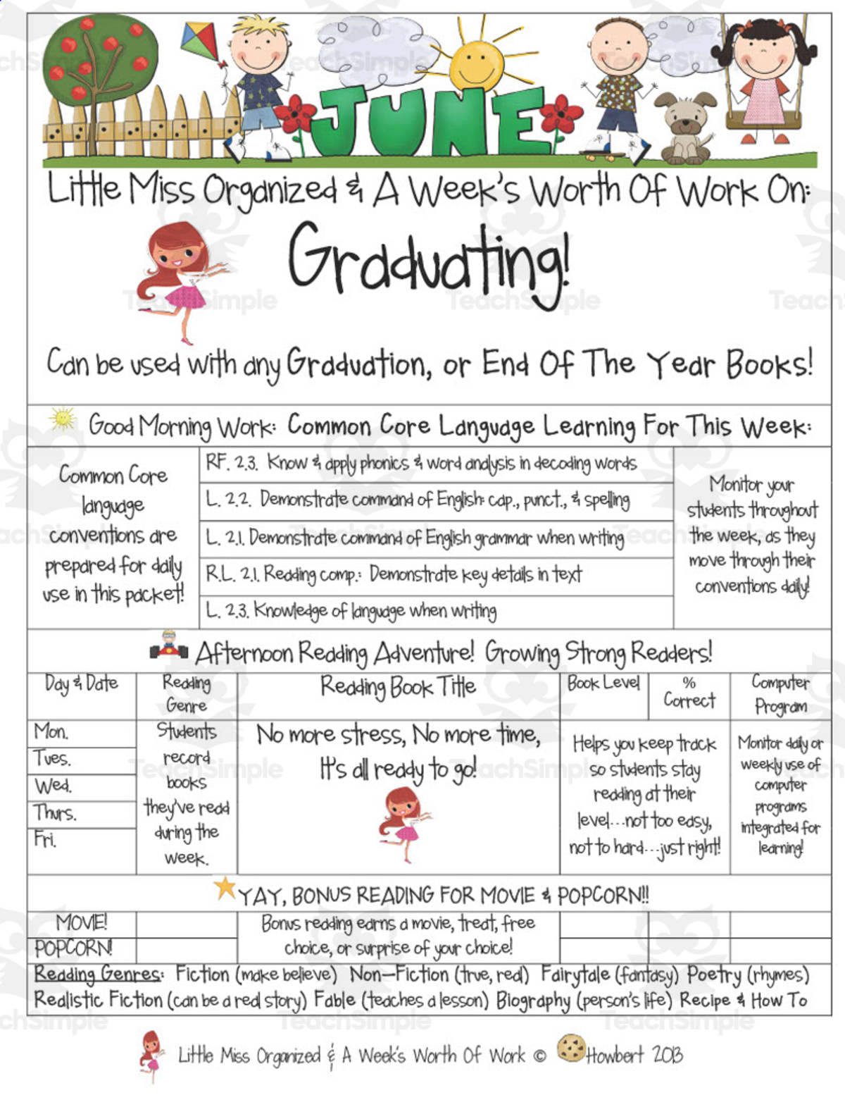 An educational teaching resource from Second Grade Smartypants entitled Graduating | Reading Activity Packet downloadable at Teach Simple.